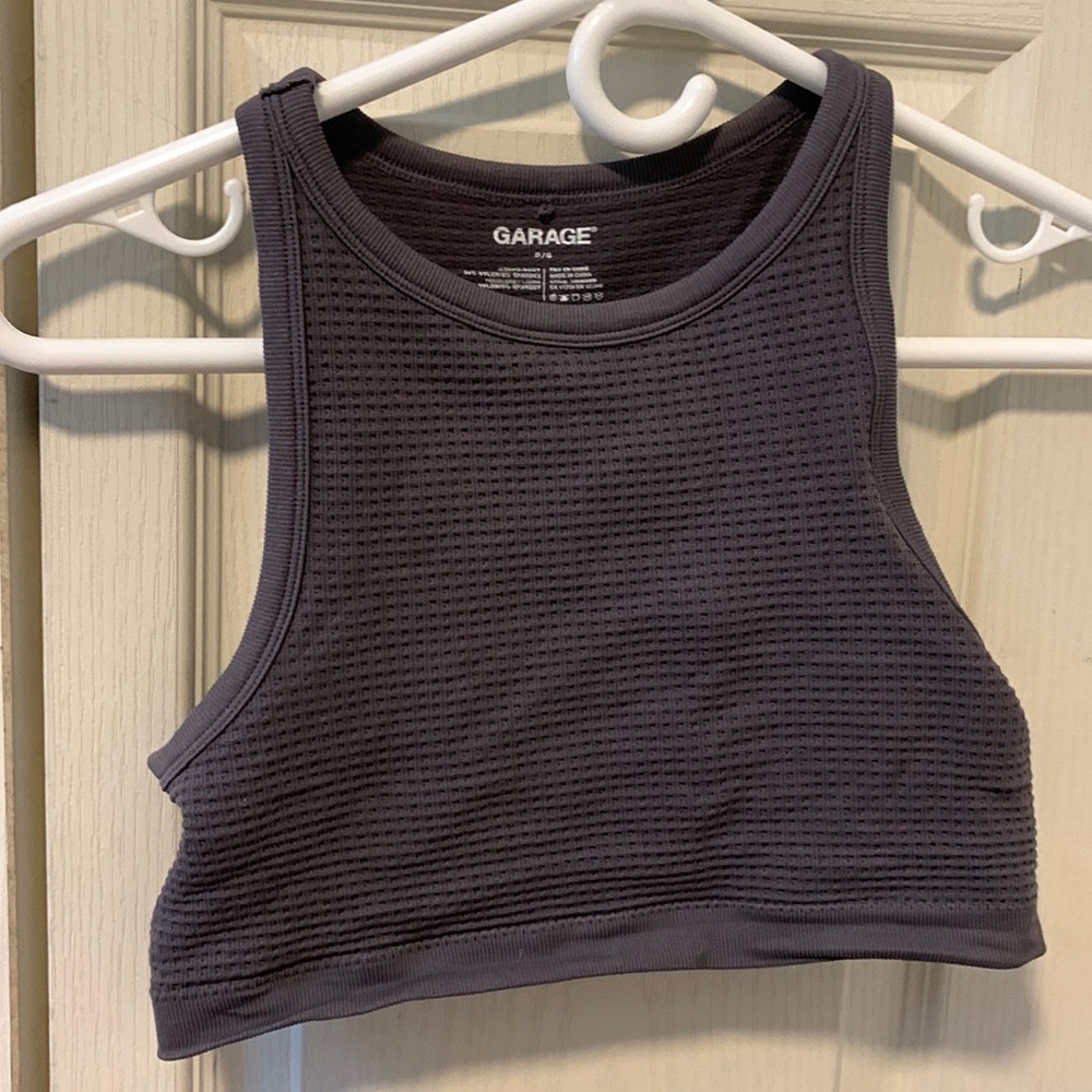 garage waffle print crop top